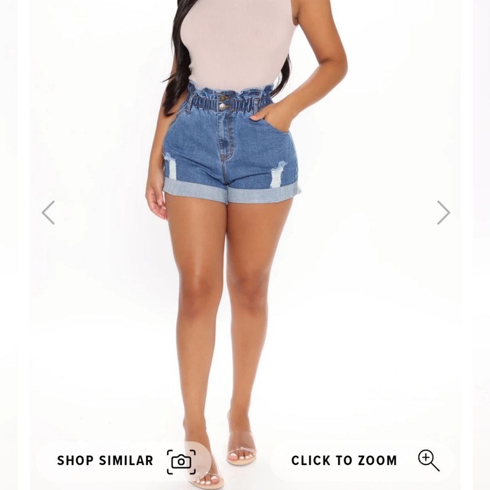 Fashion Nova Waist of Time Blue Denim Shorts M